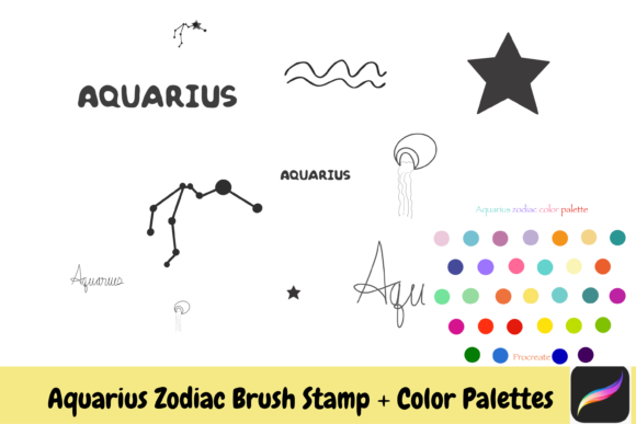 Aquarius Procreate Brush Stamps Color Guide