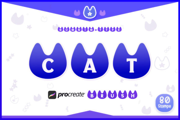 Cat Shape Alphabet Stamps for Procreate