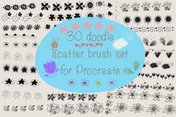 Enhancing Digital Art with 30 Doodle Scatter Brushes for Procreate