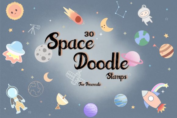 Procreate 30 Space Doodle Stamp Brushes