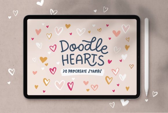 Procreate Stamp Brushes Doodle Hearts