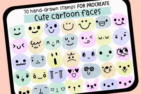 Procreate Stamps: Cute Cartoon Faces