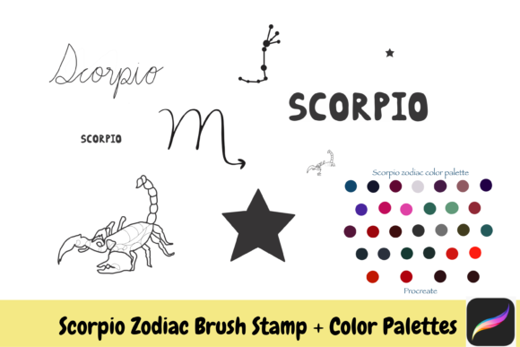 Scorpio Zodiac Brush Stamp for Procreate on iPad
