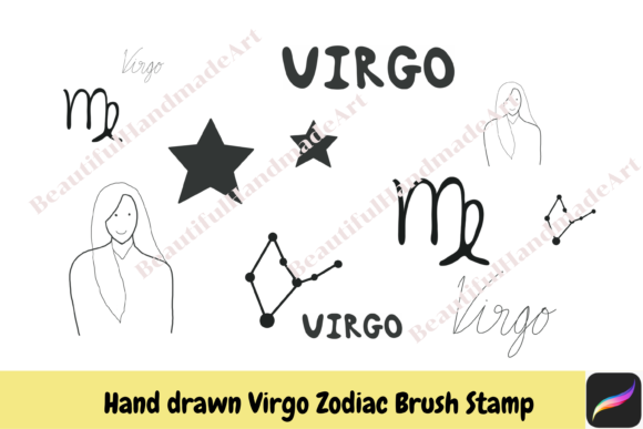 Virgo Zodiac Procreate Stamps: Hand-Drawn Assets